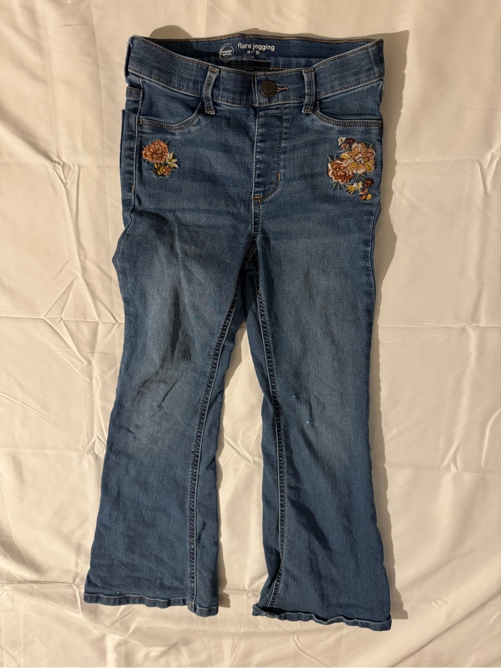 wonder nation Blue Flare Jegging with Floral Embroidery